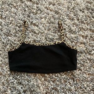 Shein crop top cheeta and black top super cute